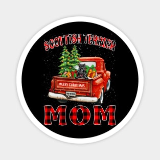 Christmas Scottish Terrier Mom Santa Hat Truck Tree Plaid Dog Mom Christmas Magnet